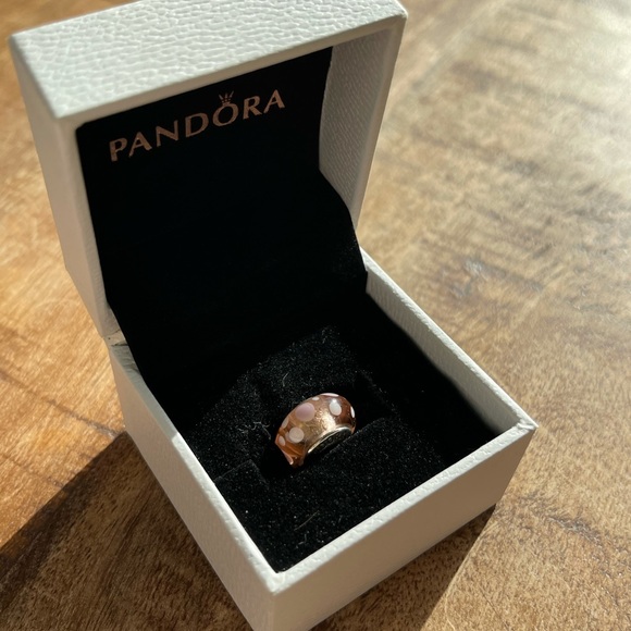 Pandora Glass Pink Dotted Polka Dot Glass Murano Charm EUC - Picture 6 of 11